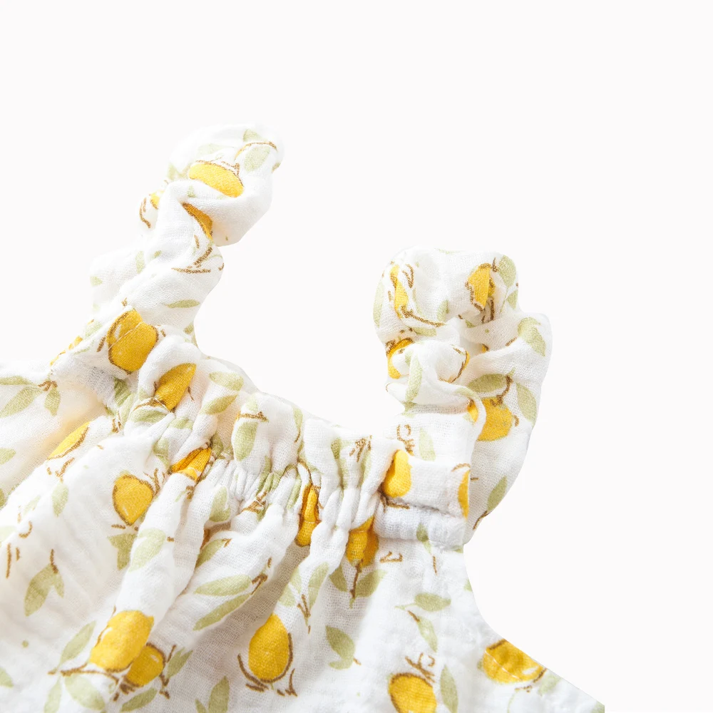 HappyFlute-Pelele con estampado de muselina para bebé, pelele transpirable de algodón con gorro, Chaleco con volantes, ropa para recién nacido, 0-2 años - imagen 3