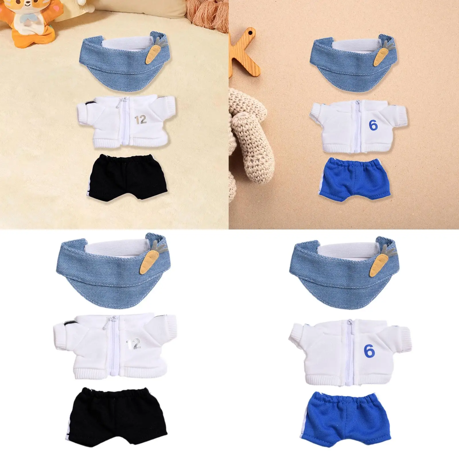 Plush Doll Top and Pants Doll Clothing Coordination Flexibility Fashion Hands on for Kids Birthday Gift DIY Dress up with Cap