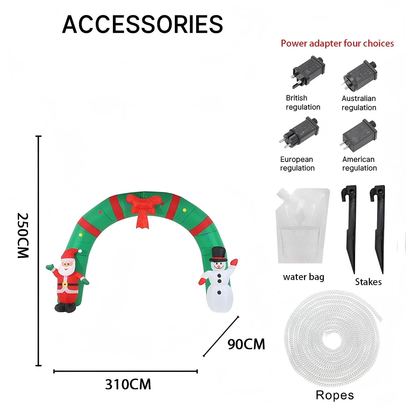 Arco inflable navideño gigante con muñeco de nieve y luces LED - imagen 5