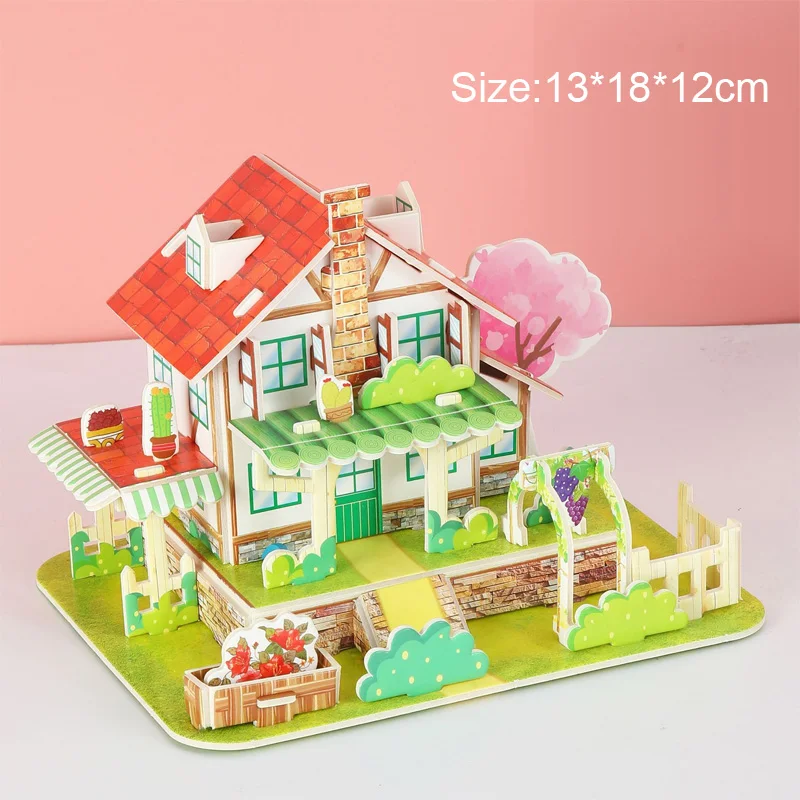 Puzzle 3D casitas de papel - Juego educativo para niños - imagen 3