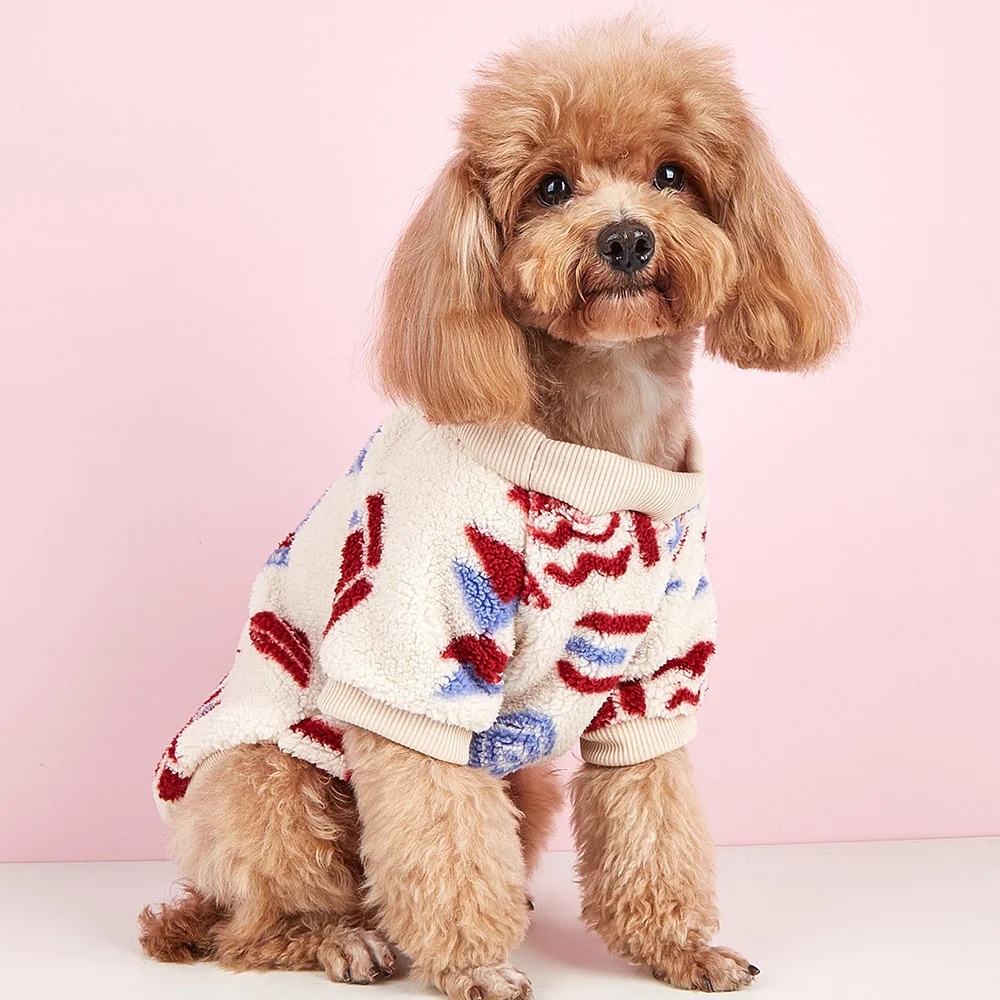 Ropa cálida de invierno para cachorros y perros, suéter de estilo nacional para mascotas, jerséis para perros pequeños, Chihuahua Pinscher, sudaderas con capucha para mascotas - imagen 4