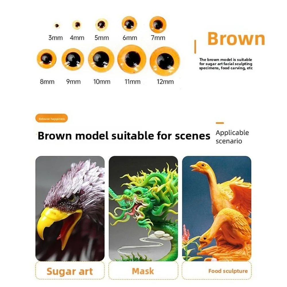 100 Uds. Muñecas creativas de 3-12mm ojos de cristal aguja juguetes de fieltro accesorios ojos de muñeca DIY muñeca de cristal ojo de seguridad muñeco de peluche - imagen 5