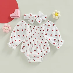 Pelele San Valentín para niña – estampado corazón y manga larga