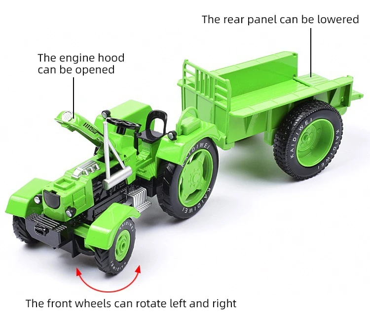 1:18 Retro granjero coche Tractor remolque coche de aleación modelo Diecast simulación recoger decoración regalo de cumpleaños coche de juguete regalo de Navidad - imagen 5