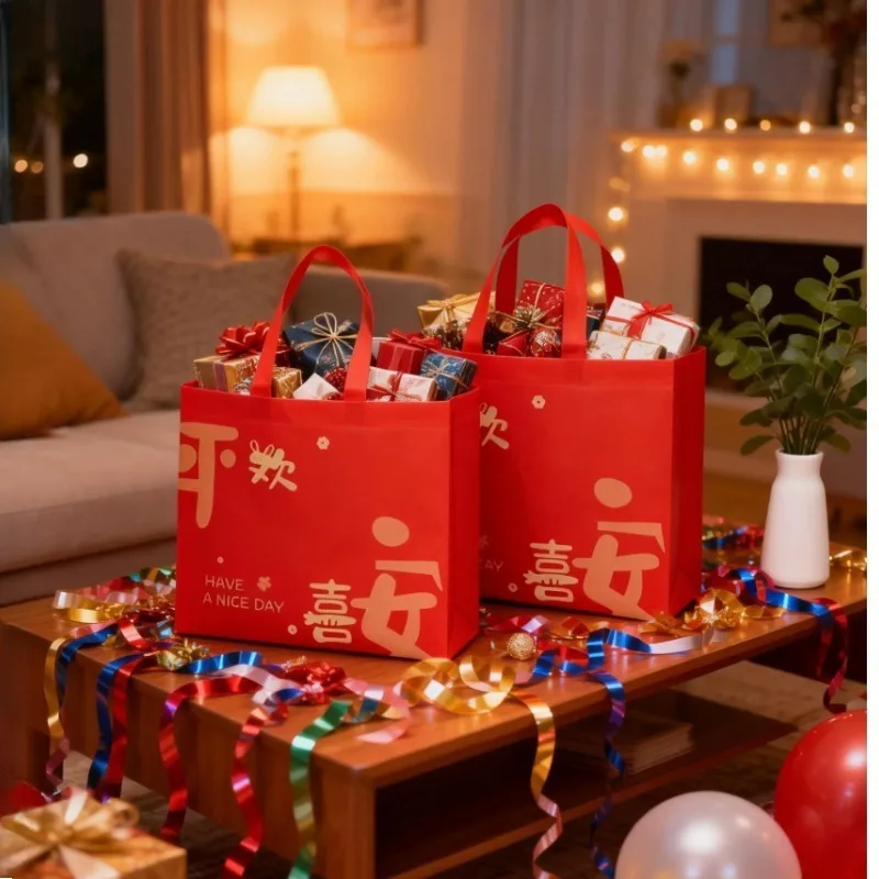 Bolsa regalo festiva roja – Tela no tejida para bodas y celebraciones - imagen 2