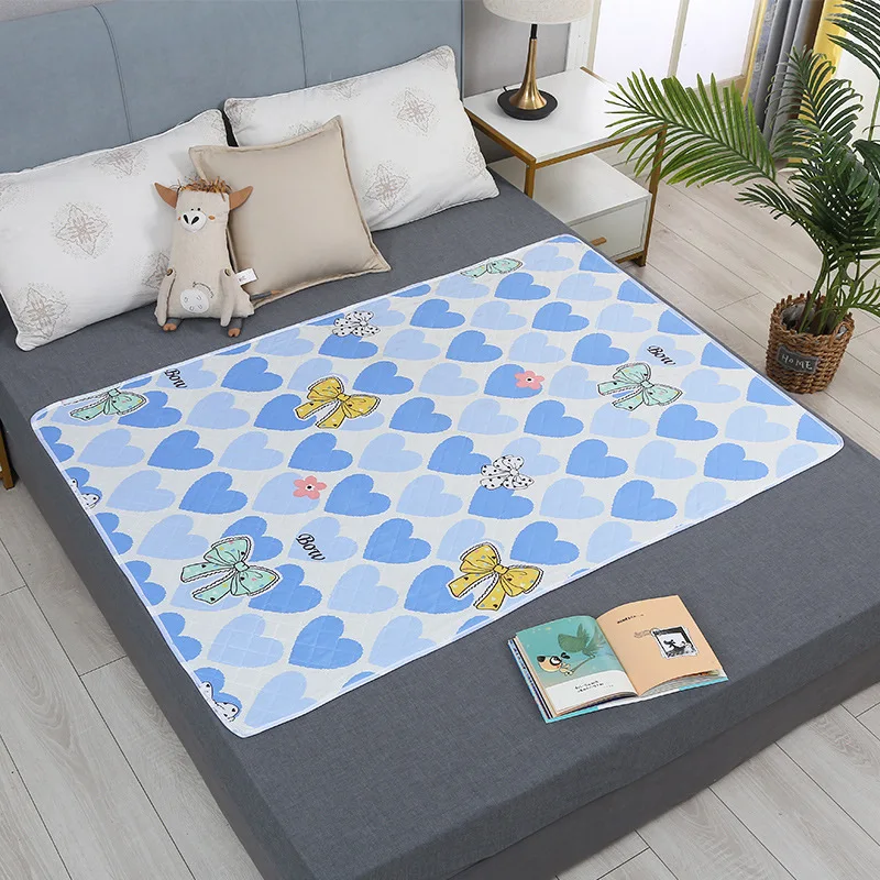 Protector de colchón transpirable lavable de 50x70cm para bebés pequeños, ropa de cama bonita de dibujos animados, almohadillas para orina, funda de sábana impermeable de tela - imagen 5