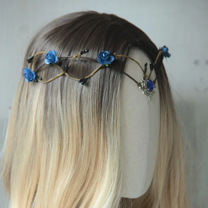 Corona de elfo con hojas y flores – Diadema para niñas - imagen 4