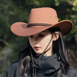 Sombrero de gamuza occidental para adultos, sombrero de vaquero occidental de ala ancha, sombrero de copa de caballero Vintage, sombrero de vaquero para senderismo al aire libre, viajes, gorra de vaquero de verano