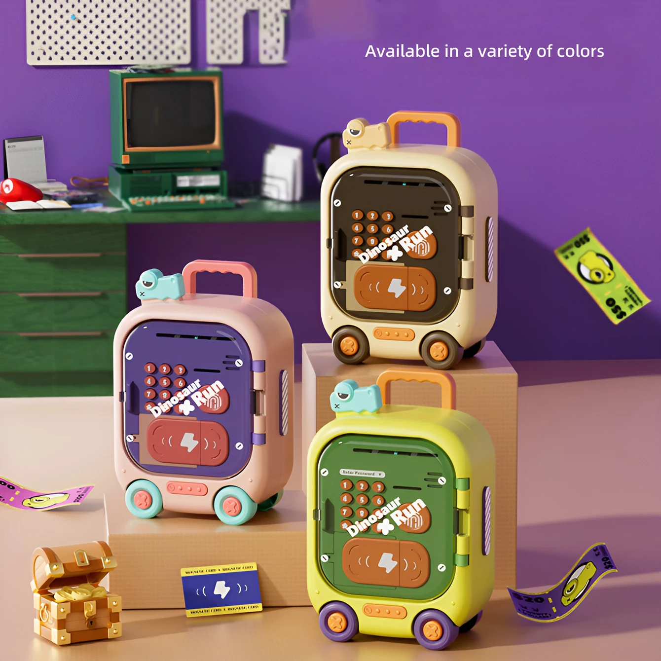 Hucha eléctrica con contraseña de huella dactilar de dibujos animados, caja de efectivo automática, máquina Atm para ahorrar dinero, juguete seguro para juego de imitación, Gif de Navidad - imagen 2