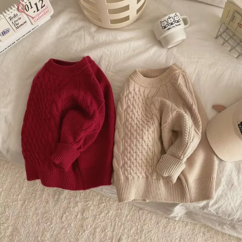 Suéter de invierno para niños punto suave vintage cuello redondo - imagen 4