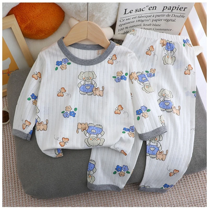 Conjunto de pijama de algodón para bebé unisex elefante y oso - imagen 2