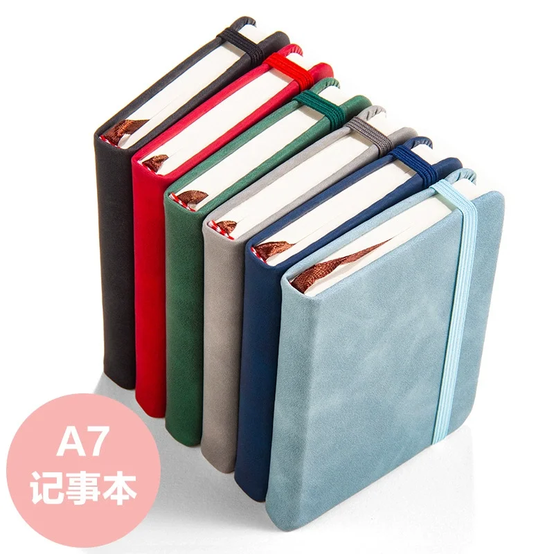Juego de cuaderno A7 Premium de piel sintética, encuadernación con cierre elástico, 100 páginas forradas, diarios de tapa blanda, viajes/oficina/escuela