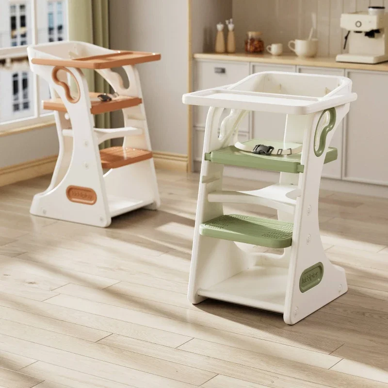 Silla alta para bebé, asiento de comedor de aprendizaje ajustable ecológico con Base antideslizante para el hogar, silla de alimentación infantil multifunción - imagen 5