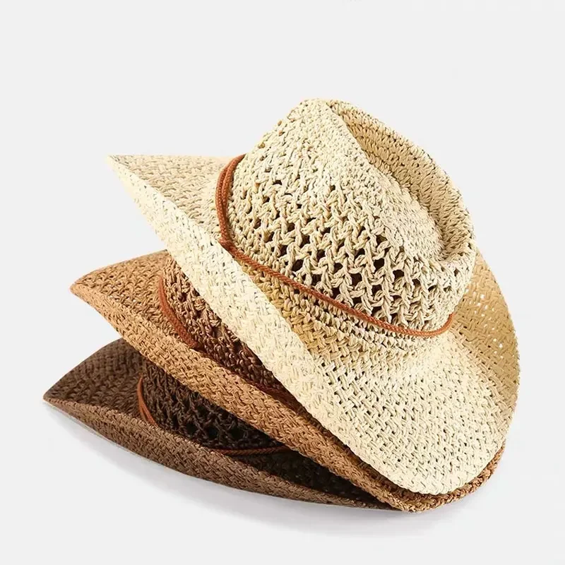 Sombrero vaquero de paja infantil – Ala ancha plegable para verano