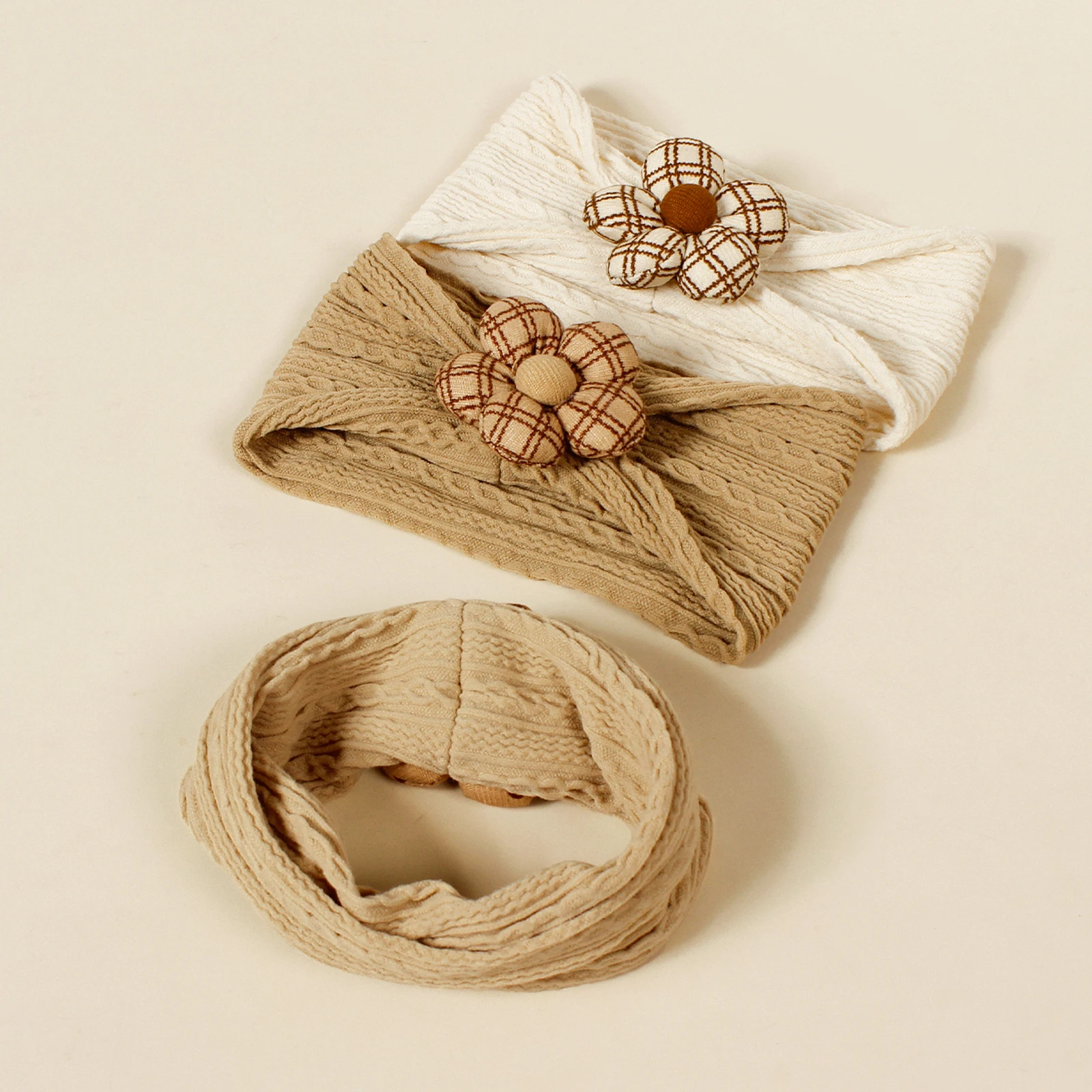 Diademas elásticas de nailon para bebé – Flores y nudo con jacquard - imagen 3