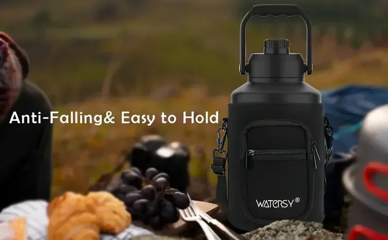 1pcs gallon and half gallon water bottle insulated cold for bpa free and leak proof 64oz 128oz stainless steel water jug vacuum large water bottles with handle for gym hiking camping and travel details 1