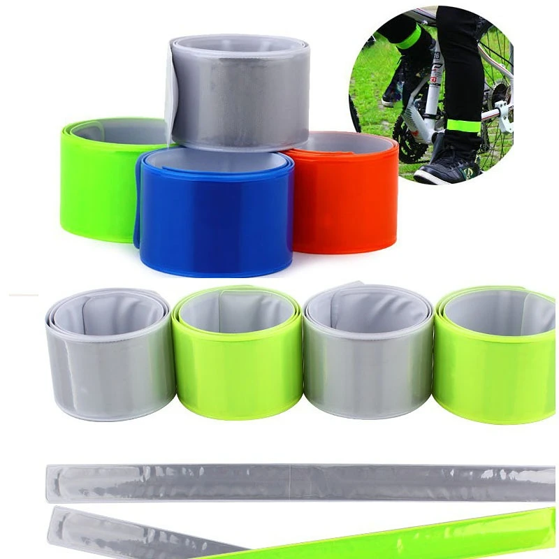 2 uds 40cm pulsera reflectante Slap Band correas para piernas pulseras reflectoras de seguridad brazalete envolvente para correr seguridad de conducción