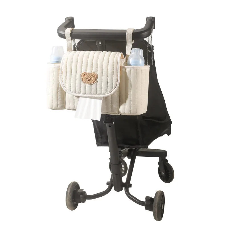 Organizador colgante para cochecito bordado, bolsa de pañales portátil de gran capacidad para mamá, bolso de viaje a la moda, bolsa para el cuidado del bebé manos libres - imagen 3