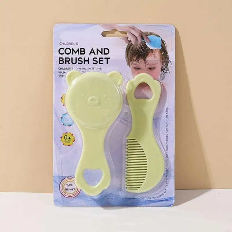 D7YD 2 uds conjunto cuidado del bebé cepillo para recién nacidos oso dibujos animados herramientas para cuidado del - imagen 3