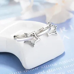 Pendientes de aro con estrellas de plata 925 para niña