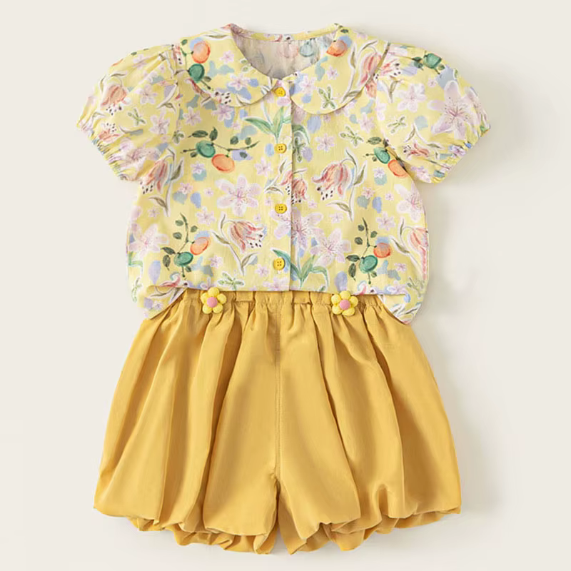 Conjunto verano niña – Top manga floral y pantalón corto - imagen 4
