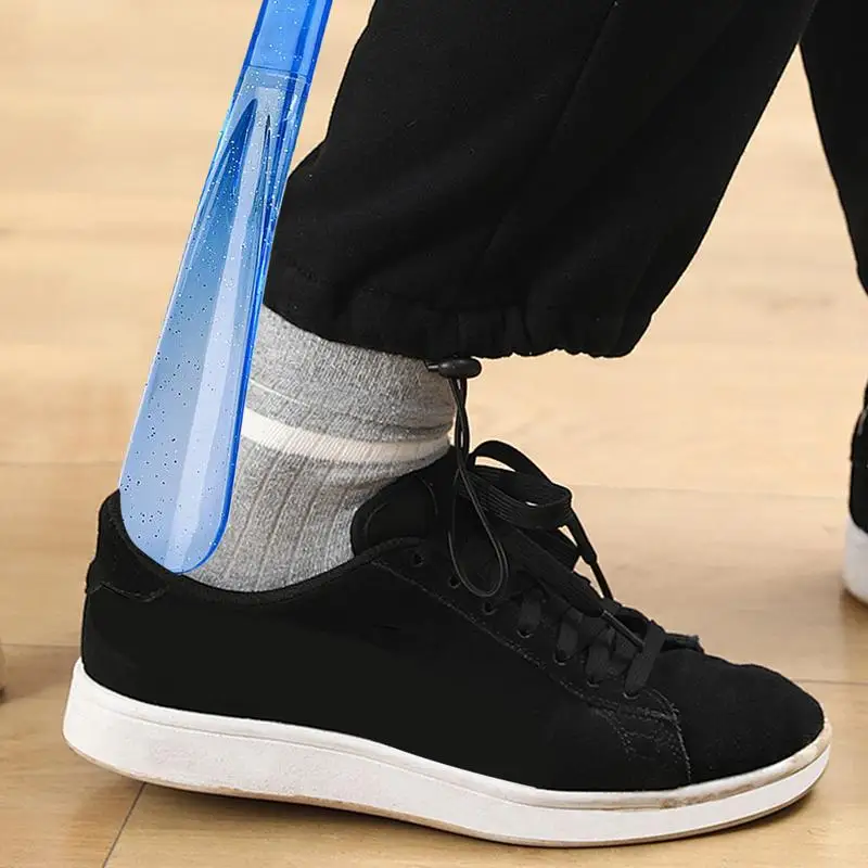 Palo de zapato de mango corto, ayudante de zapatos de plástico, artefacto de bocina, zapatos de bombeo, zapatos profesionales para mujeres y hombres, cuerno de zapatos, cuchara