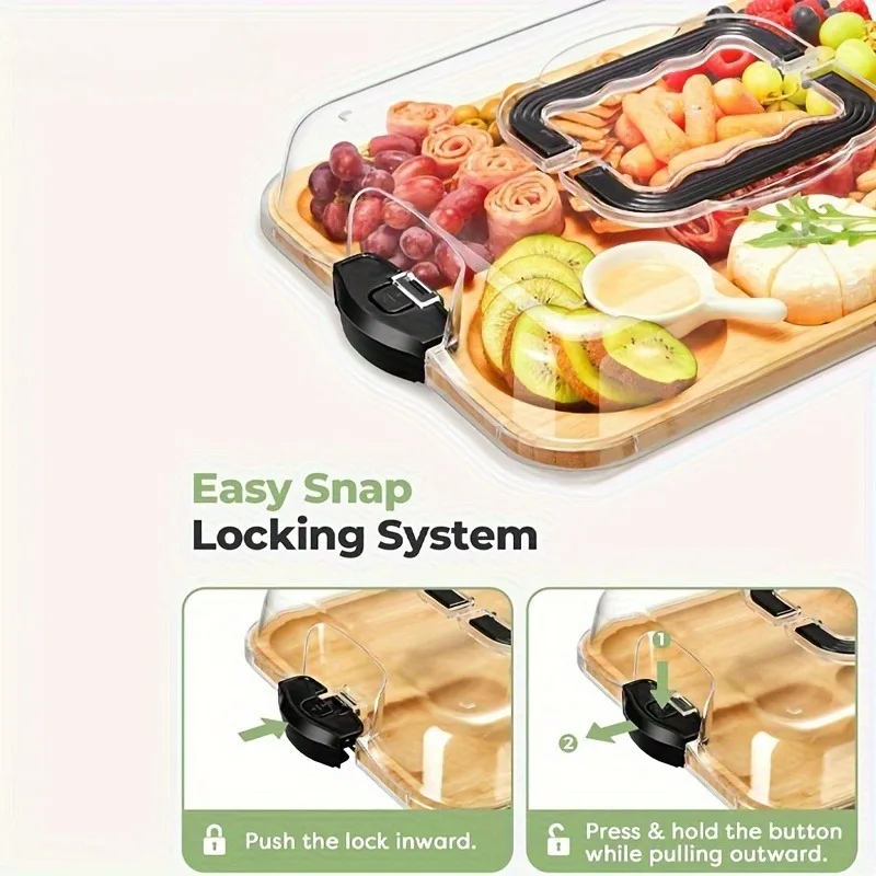 Şık Doğal Bambu Peynir Tabağı – 1 adet, Geçmeli Akrilik Kapaklı! Kolay Temizlenen Parti Servis Tabağı ve Şarküteri Düzenleyici - imagen 4