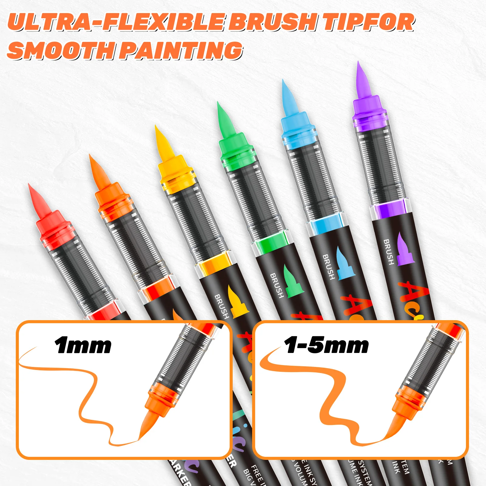 Marcadores de pintura acrílica, con almacenamiento triangular plegable, punta de pincel suave para pintura rupestre, vidrio, piedra, lienzo, et cerámica, marcadores artísticos - imagen 3