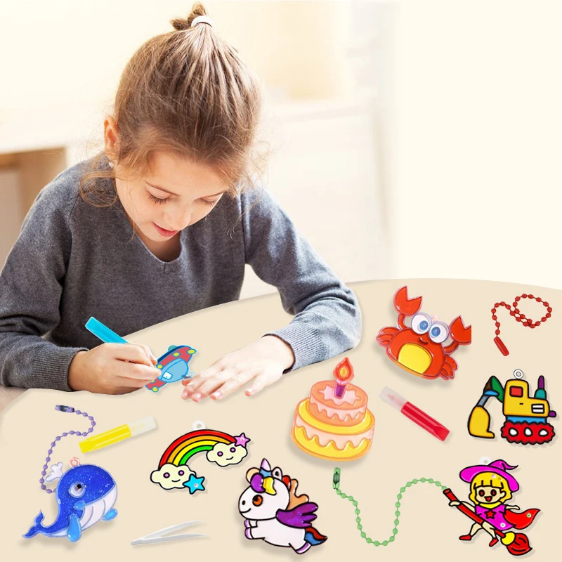 Pintura con pegamento de cristal hecha a mano para niños, juego de juguetes secos al aire, Graffiti para niña, regalo para colorear, Kits de arte educativo sin hornear, pulsera - imagen 2
