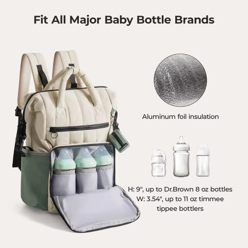 Mochila impermeable a rayas para madre y bebé – Multifuncional - imagen 2