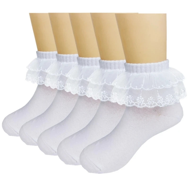 M76C 3 par/pack calcetines algodón para niñas, calcetines tobilleros para bebés, cuentan con bonita decoración para - imagen 2