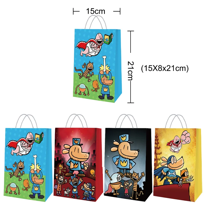 Bolsa de regalo de Anime para hombre y perro, estuche creativo de película con bonito patrón de dibujos animados, saco de dulces de papel Kraft a la moda, suministros para fiestas, 12 Uds. - imagen 3