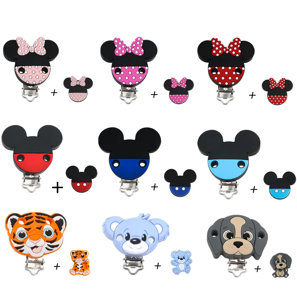 2 unids/lote de Clips de cuentas de silicona de arcoíris y flores de animales de dibujos animados para hacer joyería DIY, accesorios para collares - imagen 4