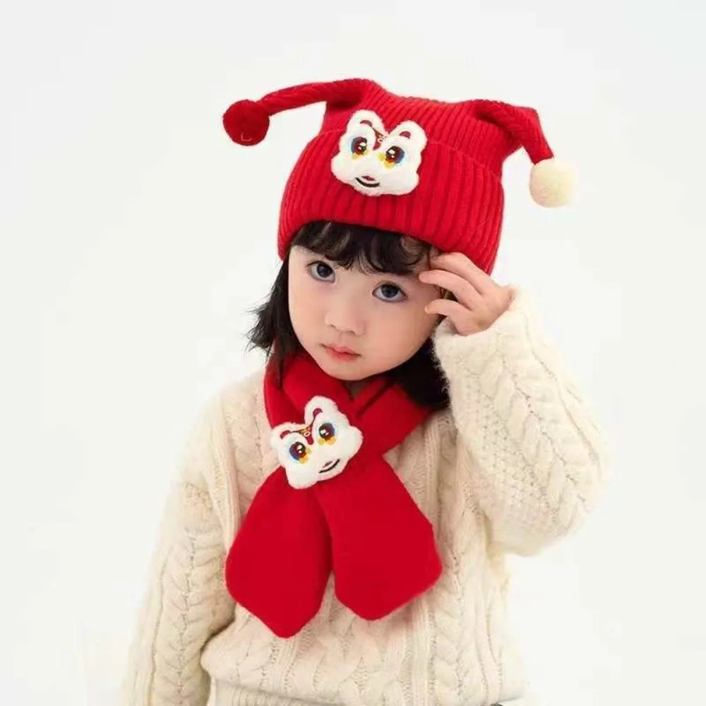 Nuevo conjunto de gorro y bufanda festivo, calentador de cuello cálido a prueba de viento, gorro rojo a prueba de frío, regalo - imagen 5