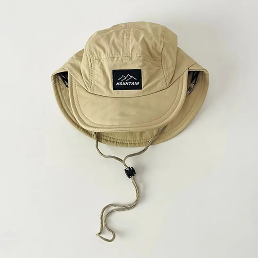 Sombrero de cubo ligero de moda fino con correa ajustable para el cuello gorra de pico de pato de doble ala sombrero de sol de secado rápido para niños