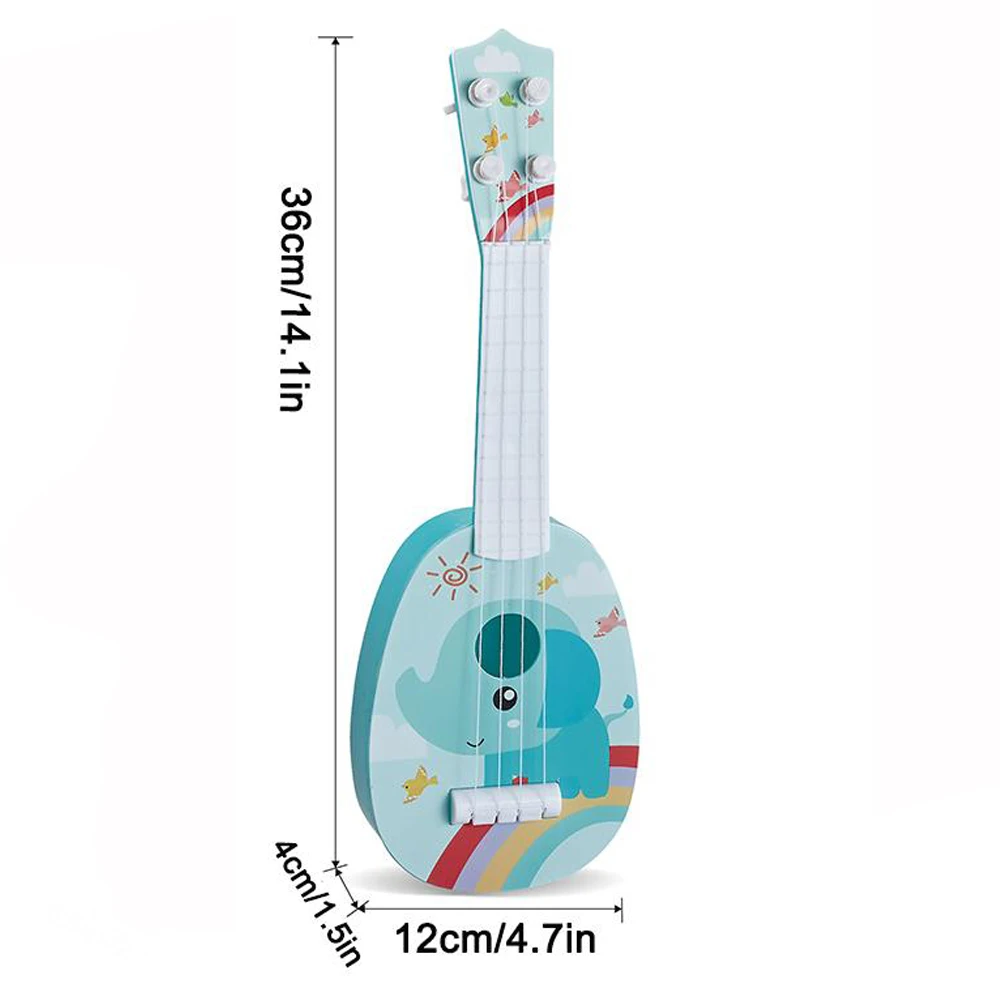 Juguete de guitarra para ukelele para niños pequeños, instrumentos musicales de educación temprana, Mini juguetes de aprendizaje de guitarra de 4 cuerdas, juguetes interactivos para padres e hijos - imagen 5