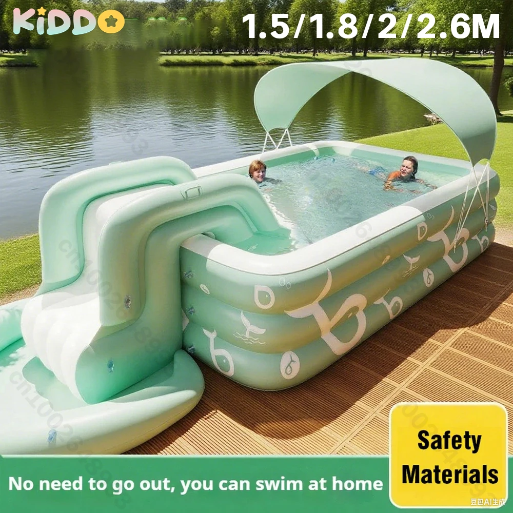 Piscina inflable para familia de bebés, piscinas grandes, sombrilla extraíble, juguetes de piscina para niños para interiores y exteriores, juego de fiesta