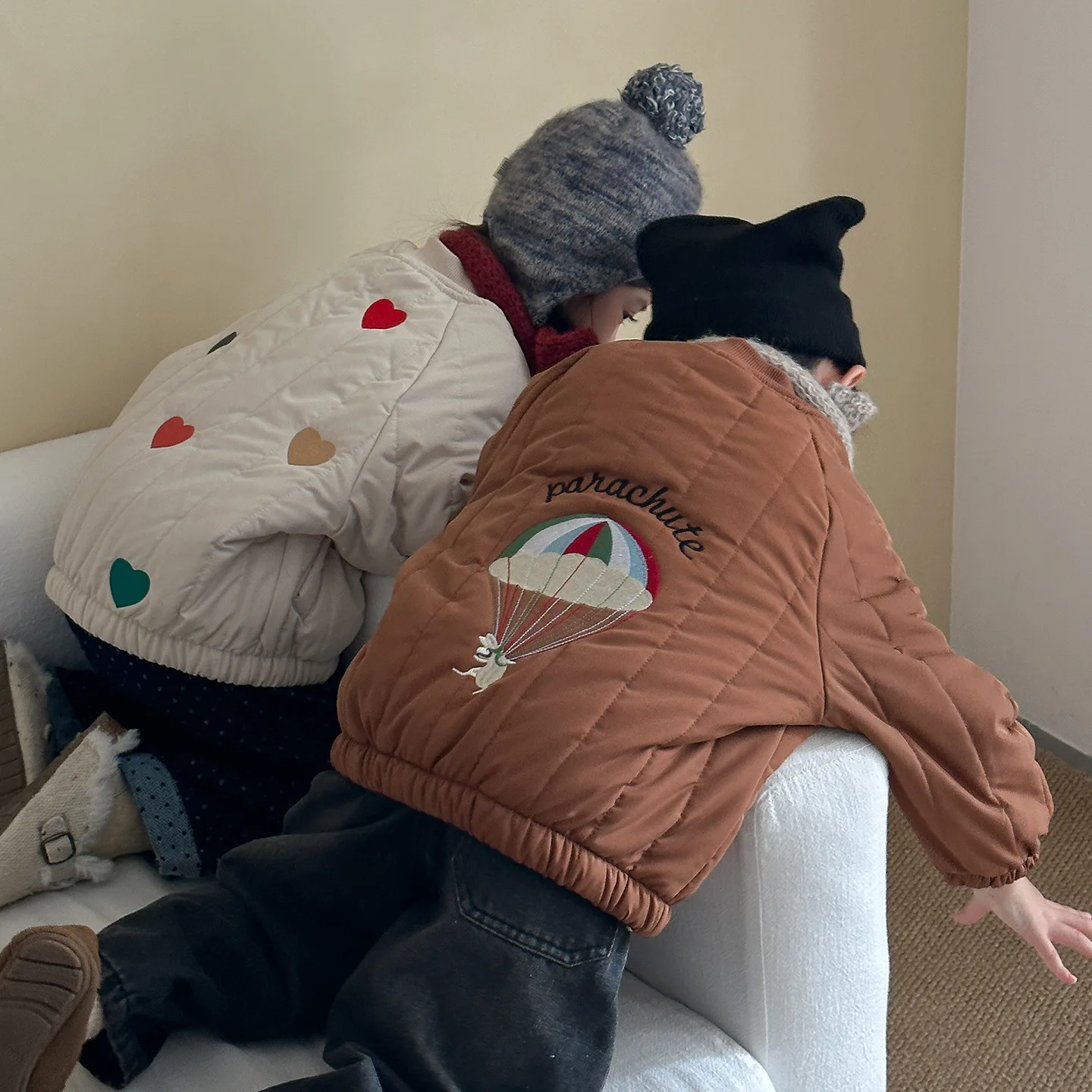 Ropa para niños de 2 a 8 años, Parkas con forro de piel para niñas, chaqueta polar cálida de estilo de dibujos animados para niños, abrigo de béisbol para niños