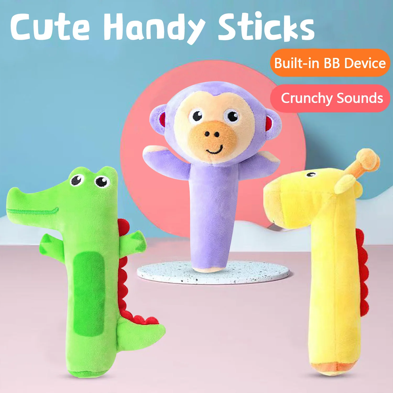 Juguetes relajantes con manivela para bebés recién nacidos, animales de peluche suaves y sonajeros, lindas muñecas de dibujos animados