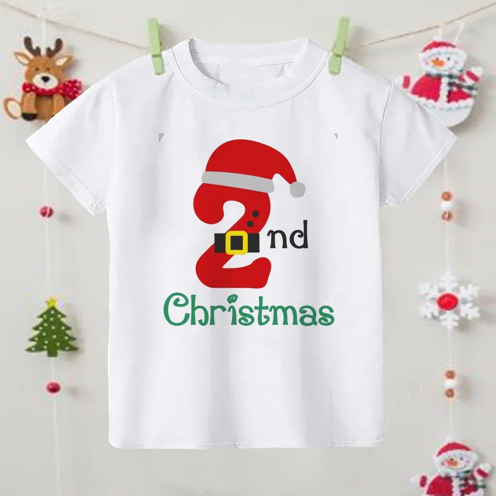 Camiseta con estampado de ciervo de mi segundo Navidad, traje de Navidad para chico, camiseta, ropa para niño, Tops, camiseta de fiesta de Navidad para niño y niña, regalos de vacaciones - imagen 3