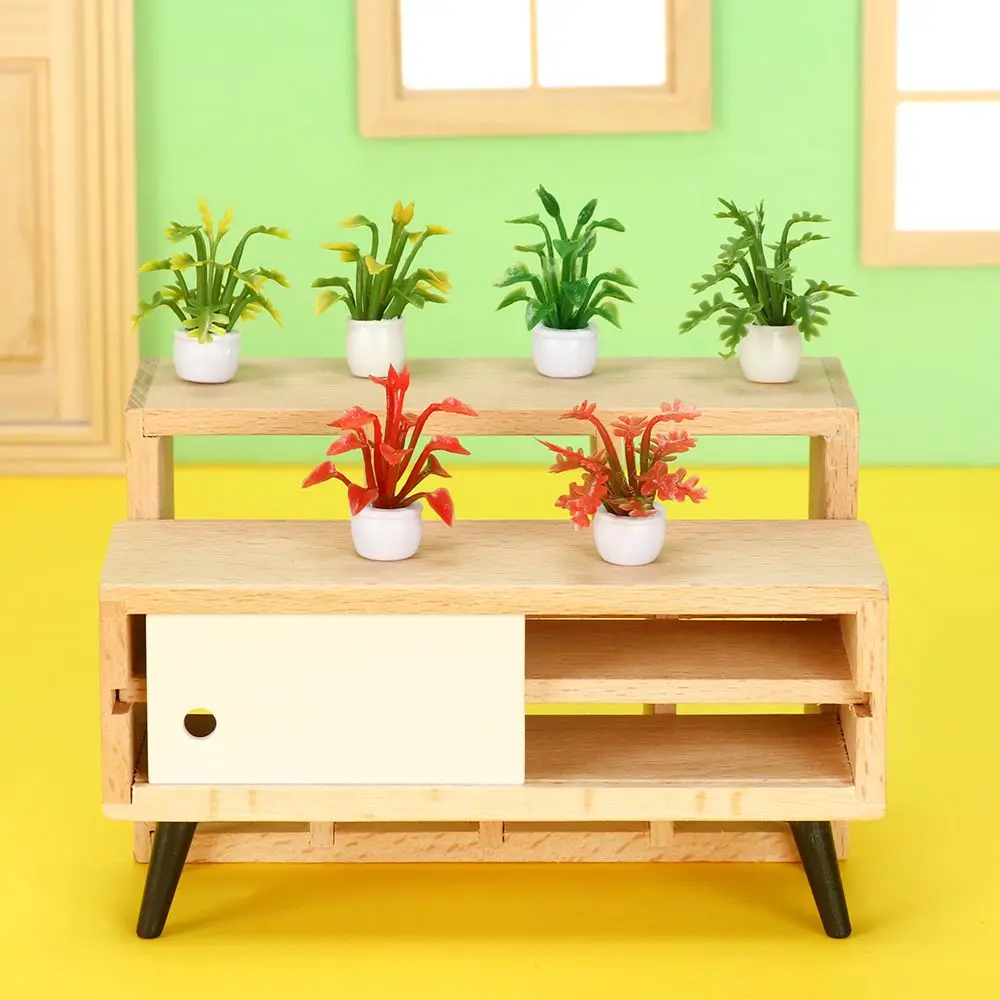 Planta de casa de muñecas en maceta a escala 1:12, bonsái de vegetación en miniatura, cesta Floral de imitación, Micro paisaje, accesorios para muñecas DIY - imagen 2
