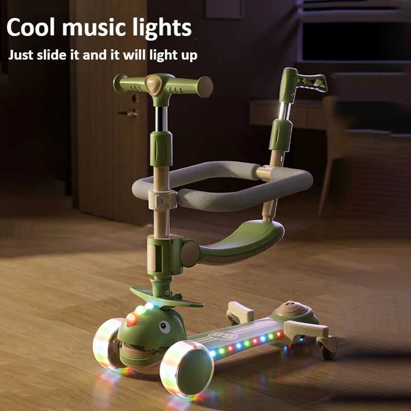 Patinete infantil 3 ruedas con iluminación LED y asiento ajustable - imagen 3