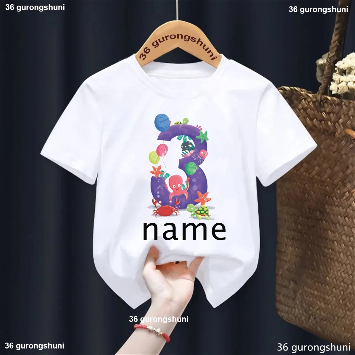 Camiseta con nombre para niño y niña – Diseño tortuga marina - imagen 3