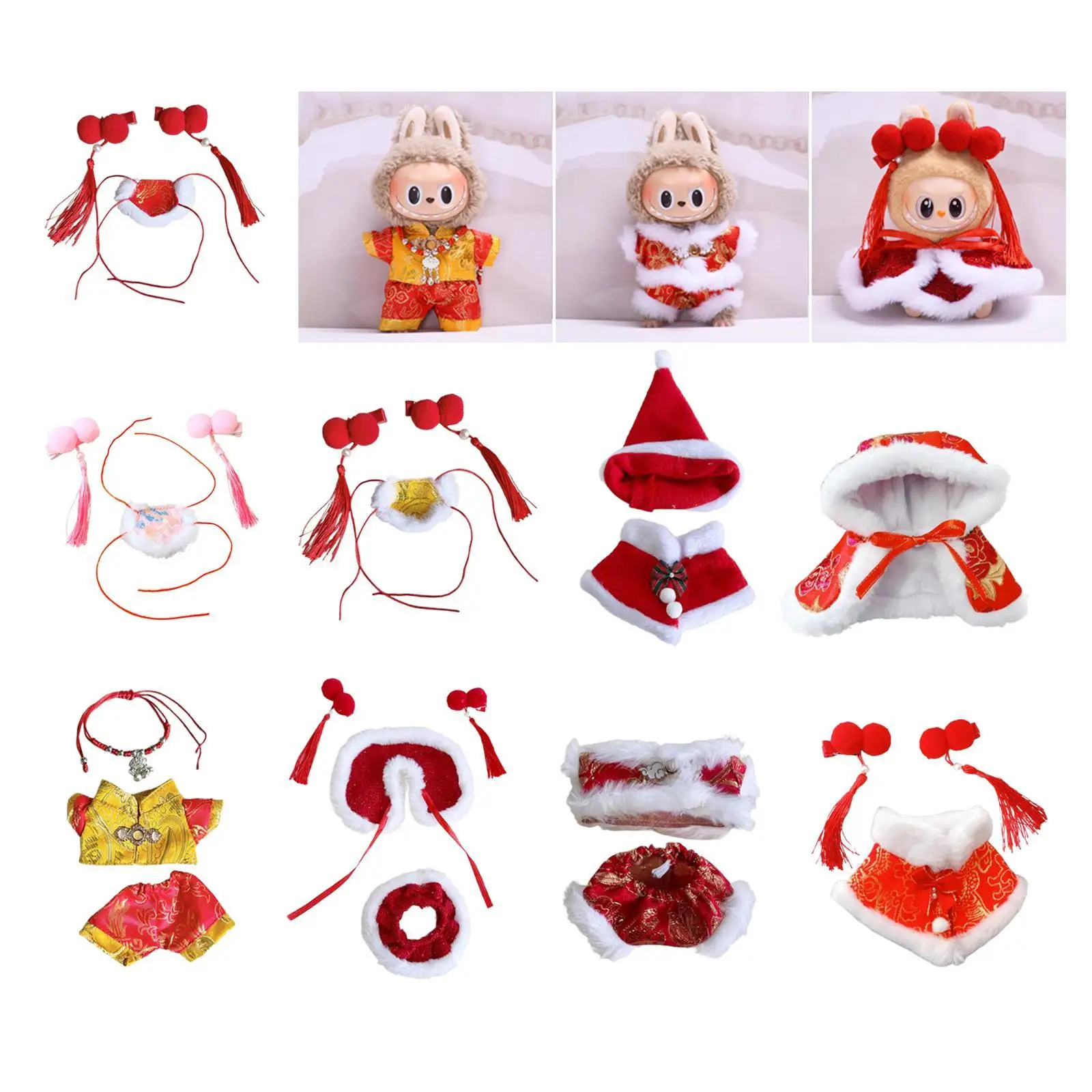 Christmas Doll Outfits, Doll Costume, DIY Doll Clothes, Plush Doll Clothes for 17cm Dolls