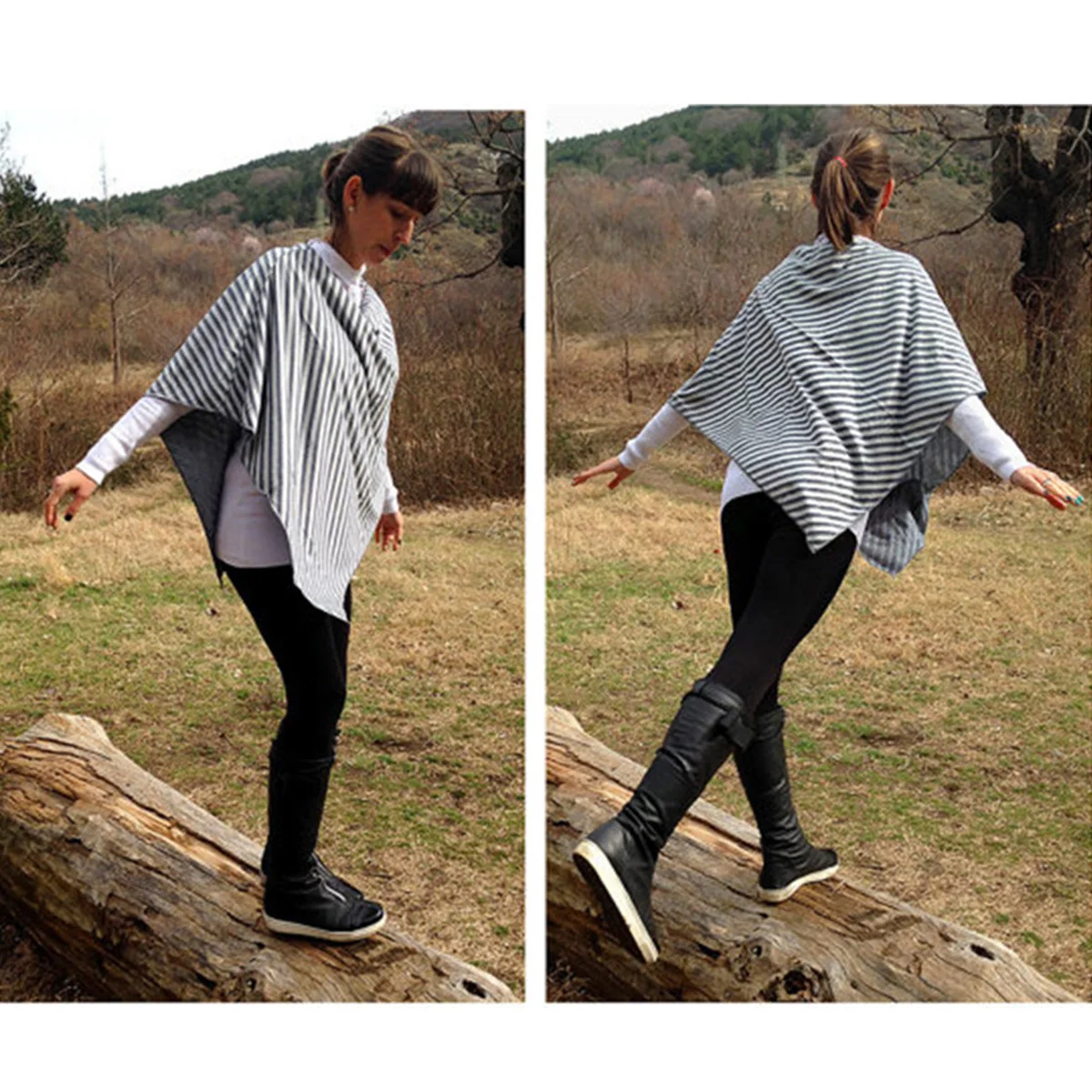 Cubierta de lactancia con patrón de rayas, bufanda de lactancia para uso exterior, cubierta de cochecito, Material Modal de protección contra el viento y el frío - imagen 5