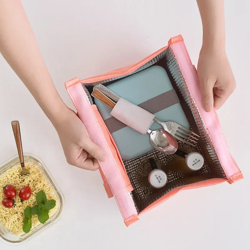 Bolsa de almuerzo portátil para bebé, paquete de aislamiento térmico para comida, Picnic, bolso de mano de tela Oxford para niños - imagen 3