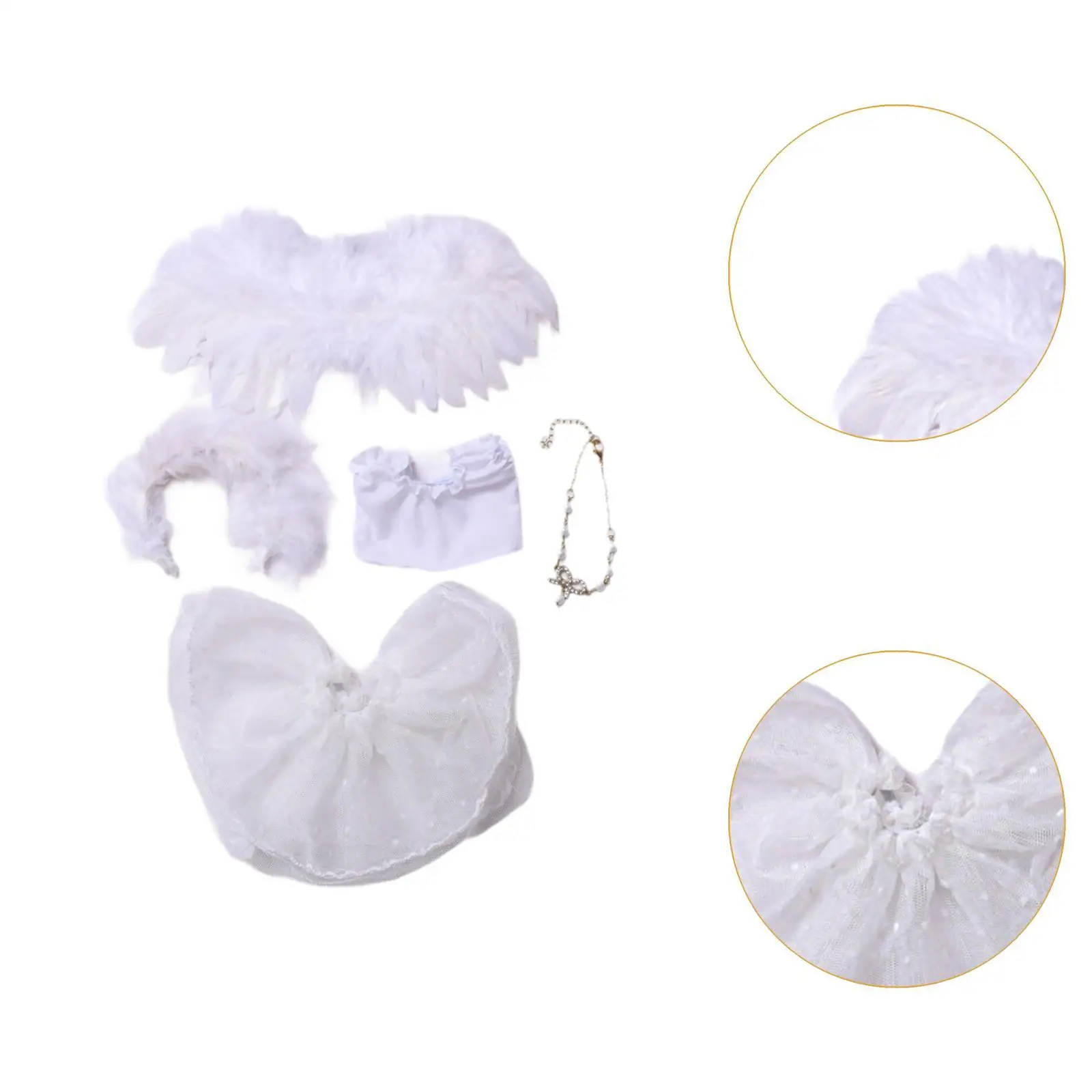 Dolls Angel Wing Lace Set Outfits Accessory Miniature Clothes Costume for 15-17cm Dolls Girl Dolls Thanksgiving Gifts