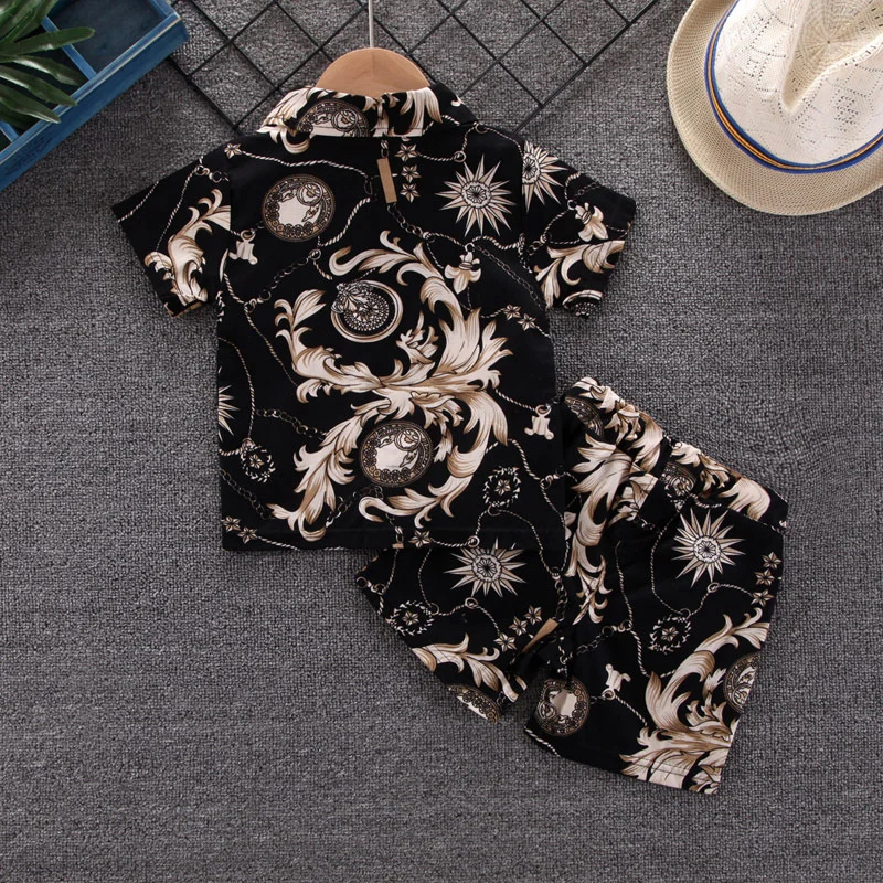 Nuevo conjunto de ropa de verano para bebés, traje de manga corta para niños, camisa, pantalones cortos, 2 unids/set, conjunto de ropa para niños, costo informal de algodón para niños pequeños - imagen 3