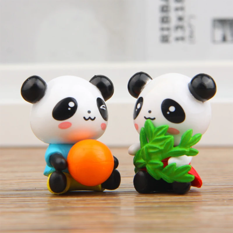 4 unids/set de adorno de modelo de Panda de plástico de dibujos animados, lindo Animal creativo, micropaisaje, juguete decorativo de escritorio - imagen 2