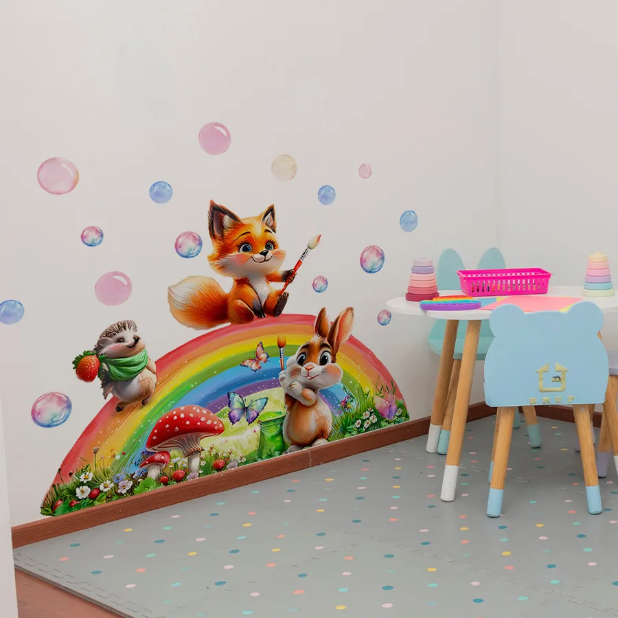 Pegatinas de pared de zorro, conejo, erizo, pegatinas de pared para decoración de habitación de niños, pegatinas de pared autoadhesivas para decoración del hogar - imagen 5